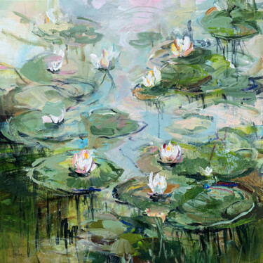 Painting titled "Water lilies" by Irina Laube, Original Artwork, Acrylic