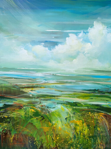 Malerei mit dem Titel "Summer clouds" von Irina Laube, Original-Kunstwerk, Acryl