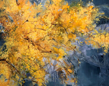 Malerei mit dem Titel "Mimosa" von Irina Laube, Original-Kunstwerk, Acryl