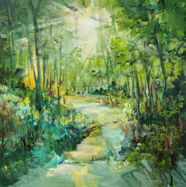 Картина под названием "The green paradise" - Irina Laube, Подлинное произведение искусства, Акрил