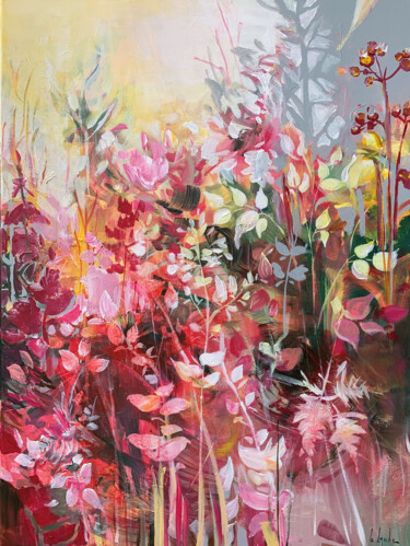 Malerei mit dem Titel "Pink garden" von Irina Laube, Original-Kunstwerk, Acryl