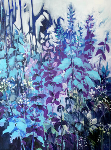 Painting titled "Blue garden" by Irina Laube, Original Artwork, Acrylic