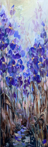 Peinture intitulée "Blue irises II" par Irina Laube, Œuvre d'art originale, Acrylique