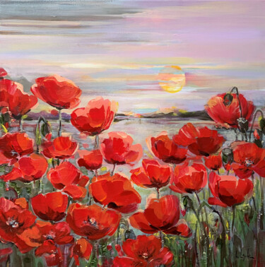 Картина под названием "Poppy flowers II" - Irina Laube, Подлинное произведение искусства, Акрил