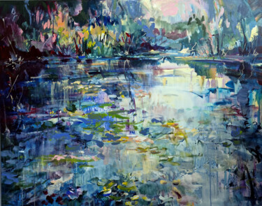 Painting titled "At the pond" by Irina Laube, Original Artwork, Acrylic