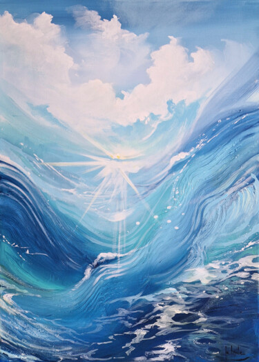 Malerei mit dem Titel "Time to surf" von Irina Laube, Original-Kunstwerk, Acryl
