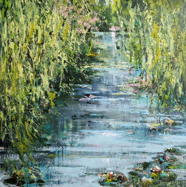 Schilderij getiteld "Summer pond II" door Irina Laube, Origineel Kunstwerk, Acryl
