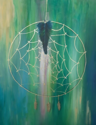 Картина под названием "Dreamcatcher-2" - Ирина Лоскутова, Подлинное произведение искусства, Акрил Установлен на Деревянная п…