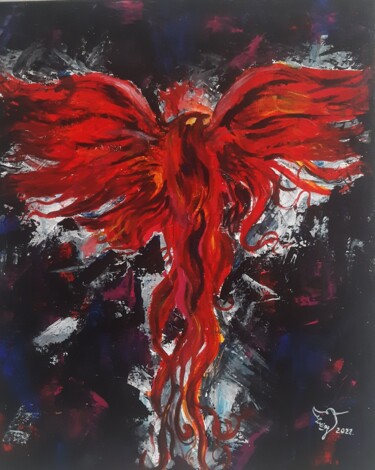 Malarstwo zatytułowany „Phoenix rebirth” autorstwa Ирина Лоскутова, Oryginalna praca, Akryl