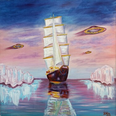 Peinture intitulée "A sailboat stuck in…" par Irina Minevich, Œuvre d'art originale, Huile