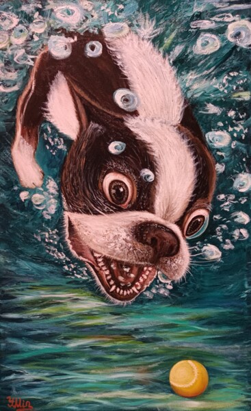 Peinture intitulée "French bulldog divi…" par Irina Minevich, Œuvre d'art originale, Huile