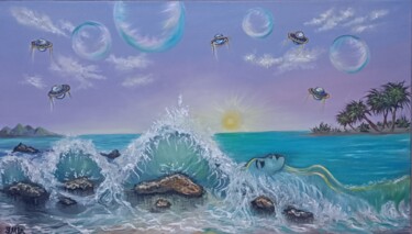 Pittura intitolato "Living planet earth…" da Irina Minevich, Opera d'arte originale, Olio