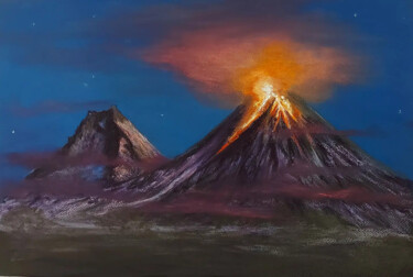 Pittura intitolato "Вулкан. Извержение.…" da Irina Nikulina, Opera d'arte originale, Pastello