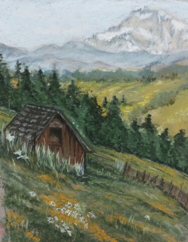 Painting titled "Lost in the mountai…" by Irina Nikulina, Original Artwork, Pastel