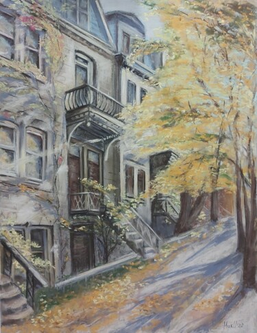 Painting titled "Аutumn in New York.…" by Irina Nikulina, Original Artwork, Pastel