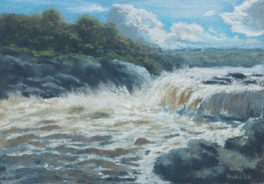 Painting titled "Пороги. Rapids." by Irina Nikulina, Original Artwork, Pastel
