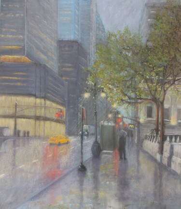 Painting titled "Дождь. The rain" by Irina Nikulina, Original Artwork, Pastel