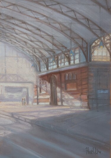 Peinture intitulée "Вокзал. Лето. Солнц…" par Irina Nikulina, Œuvre d'art originale, Pastel