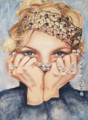 Schilderij getiteld "Woman with pearl be…" door Irina Oleynik, Origineel Kunstwerk, Olie
