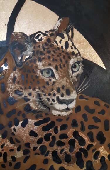 Painting titled "Leopard. Wild anima…" by Irina Oleynik, Original Artwork, Oil
