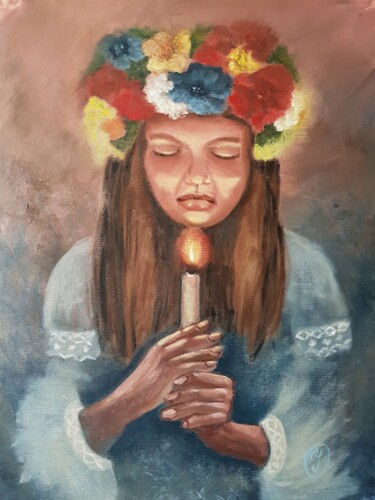 Painting titled ""Prayer for Ukraine…" by Irina Oleynik, Original Artwork, Oil