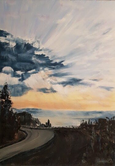 Painting titled ""Mountain road"." by Irina Oleynik, Original Artwork, Oil