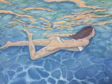 Peinture intitulée "Girl in the sea, oc…" par Irina Oleynik, Œuvre d'art originale, Huile