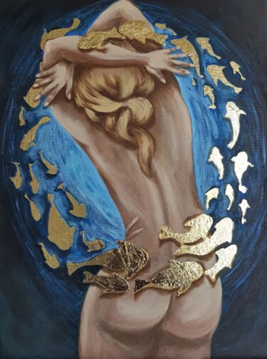 Картина под названием "Oil painting nude g…" - Irina Oleynik, Подлинное произведение искусства, Масло