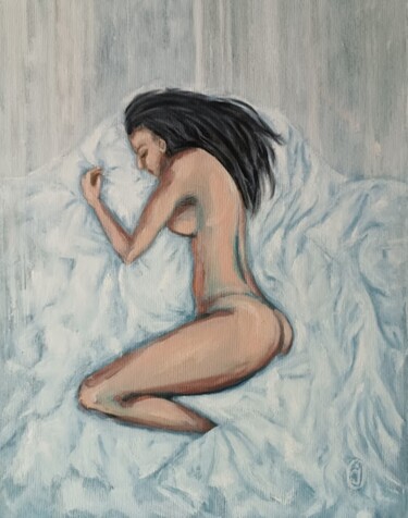 Pittura intitolato "Nude Girl  Modern a…" da Irina Oleynik, Opera d'arte originale, Olio