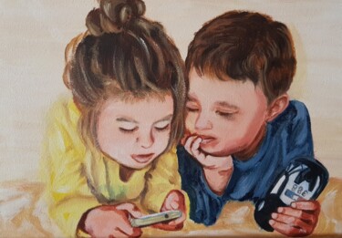 Malerei mit dem Titel "Painting Child with…" von Irina Oleynik, Original-Kunstwerk, Öl