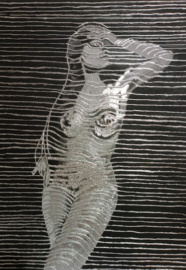 Картина под названием "Nude woman Black an…" - Irina Oleynik, Подлинное произведение искусства, Акрил