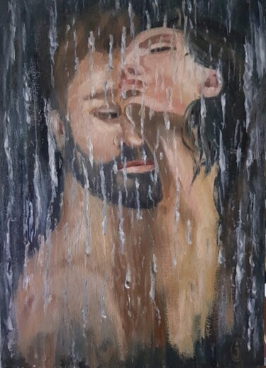 Malerei mit dem Titel "Couple in love, Ero…" von Irina Oleynik, Original-Kunstwerk, Öl