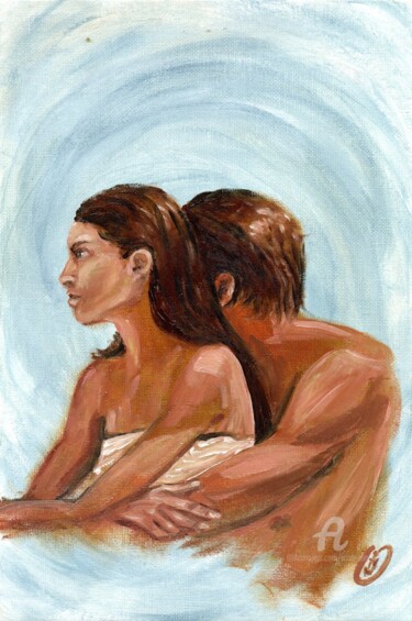 Painting titled "Picture of a couple…" by Irina Oleynik, Original Artwork, Oil