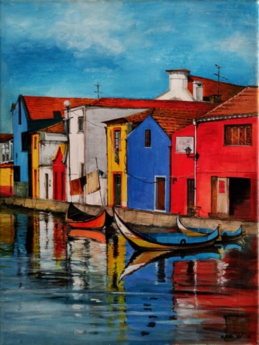 Peinture intitulée ""Colors of Portugal"" par Irina Ozolina, Œuvre d'art originale, Acrylique