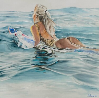 Peinture intitulée "Surfer" par Irina Ponna, Œuvre d'art originale, Aquarelle