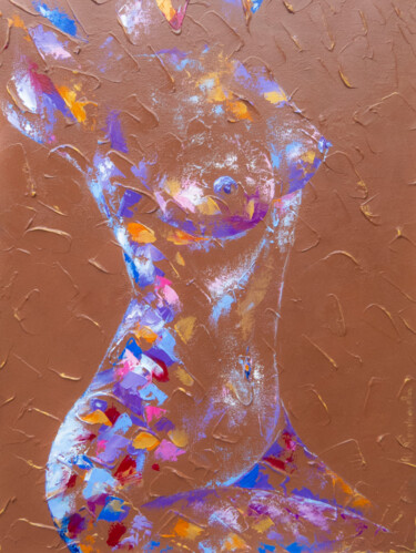 Painting titled "Nude girl figure or…" by Irina Prokofeva, Original Artwork, Oil Mounted on Wood Stretcher frame