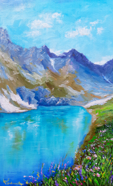 Картина под названием "Mountain landscape,…" - Ирина Прокофьева, Подлинное произведение искусства, Масло Установлен на Дерев…