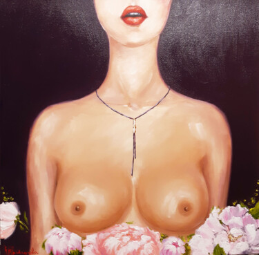 Pintura titulada "Nude girl painting,…" por Irina Prokofeva, Obra de arte original, Oleo Montado en Bastidor de camilla de m…