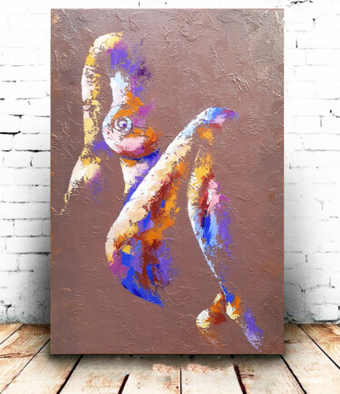 Pintura intitulada "Nude Girl Colorful…" por Irina Prokofeva, Obras de arte originais, Óleo