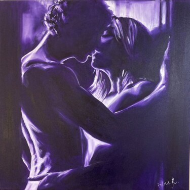 Pintura titulada "Baiser violet" por Irina R, Obra de arte original, Oleo Montado en Bastidor de camilla de madera