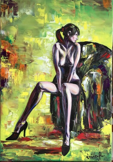 Pintura titulada "Solene ou Nu assis" por Irina R, Obra de arte original, Oleo Montado en Bastidor de camilla de madera