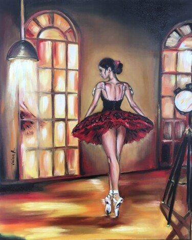 Painting titled "Pointes flamenco" by Irina R, Original Artwork, Oil Mounted on Wood Stretcher frame