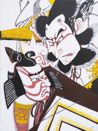 Painting titled "The Shogun" by Irina Reitz, Original Artwork, Acrylic Mounted on Wood Stretcher frame