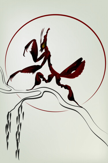 Arte digital titulada "Черный богомол" por Irina Ryzkova (Ira Go), Obra de arte original, Trabajo Digital 2D