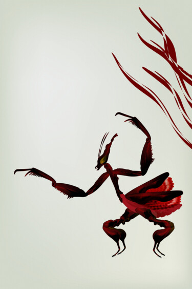 Digitale Kunst getiteld "Black mantis. Attack" door Irina Ryzkova (Ira Go), Origineel Kunstwerk, 2D Digital Work