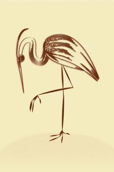 Digital Arts titled "Heron. Sepia and um…" by Irina Ryzkova (Ira Go), Original Artwork, 2D Digital Work