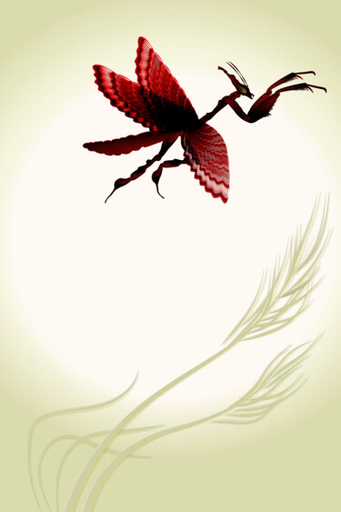 Arte digitale intitolato "Flying mantis" da Irina Ryzkova (Ira Go), Opera d'arte originale, Lavoro digitale 2D