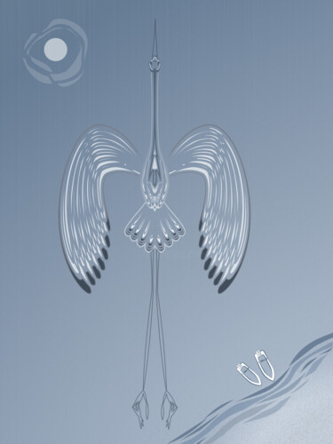Digital Arts titled "The crane flies hom…" by Irina Ryzkova (Ira Go), Original Artwork, 2D Digital Work