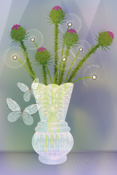 Digital Arts titled "Dandelions and this…" by Irina Ryzkova (Ira Go), Original Artwork, Digital Painting