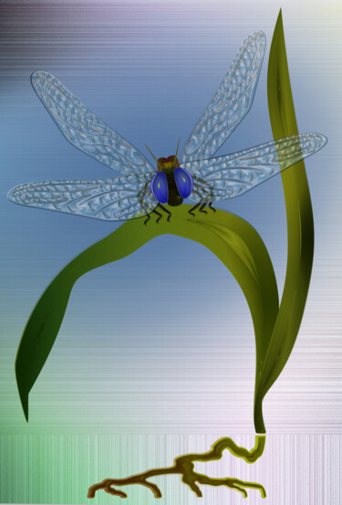 Arts numériques intitulée "Dragonfly" par Irina Ryzkova (Ira Go), Œuvre d'art originale, Peinture numérique